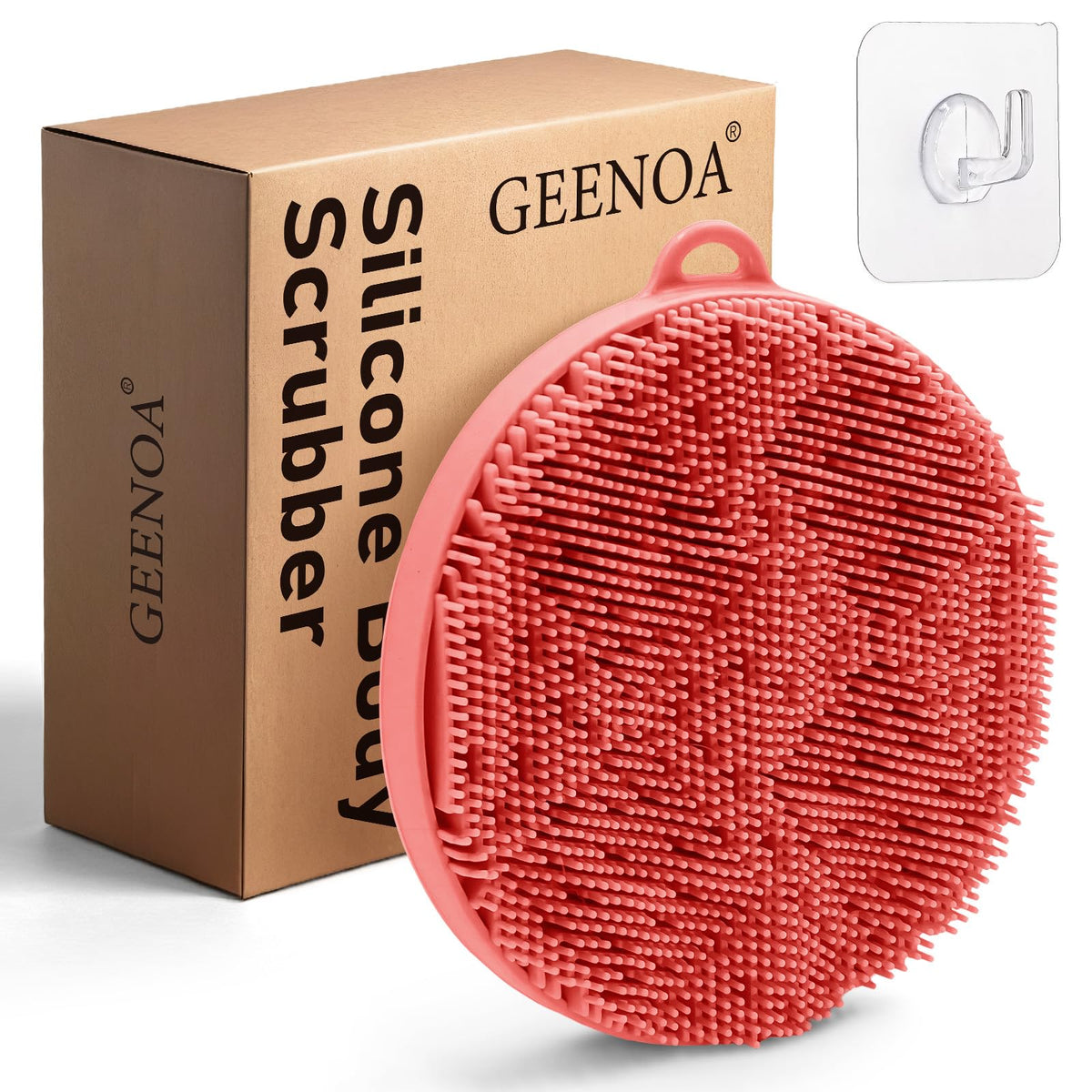 Geenoa Silicone Body Scrubber - Exfoliating Loofah For Deep Cleansing & Super Lathering, Pink