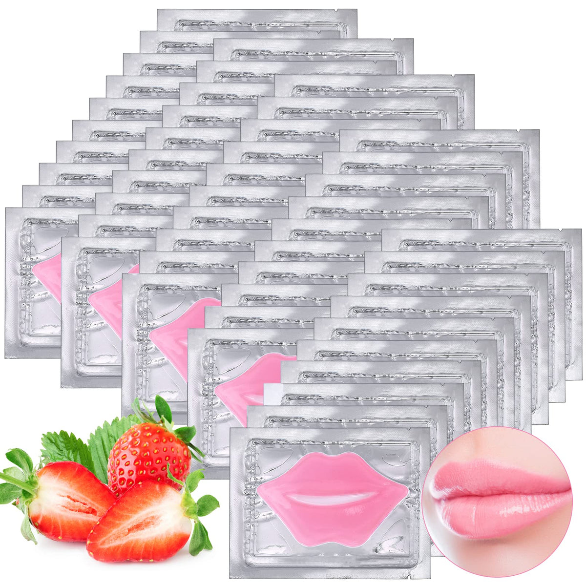 Kipeber 50Pcs Collagen Crystal Lip Masks - Moisturizing & Anti-Aging Lip Gel Patches