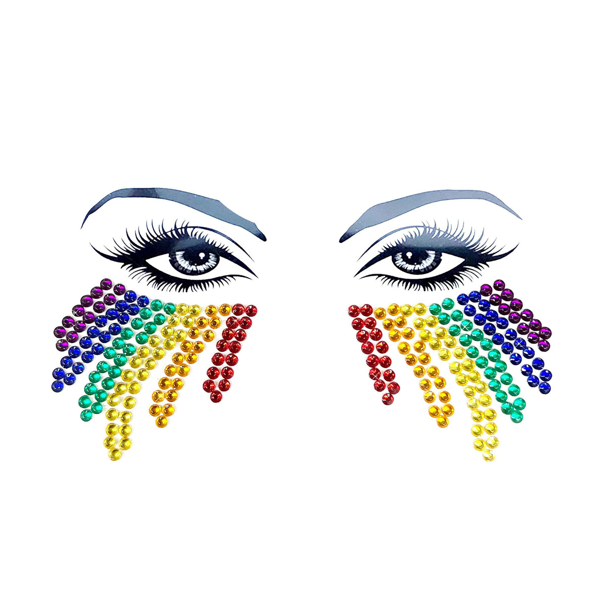 Neva Nude Rainbow Tears Face Crystal Sticker - Waterproof & Sweatproof Gems For Festivals & Raves