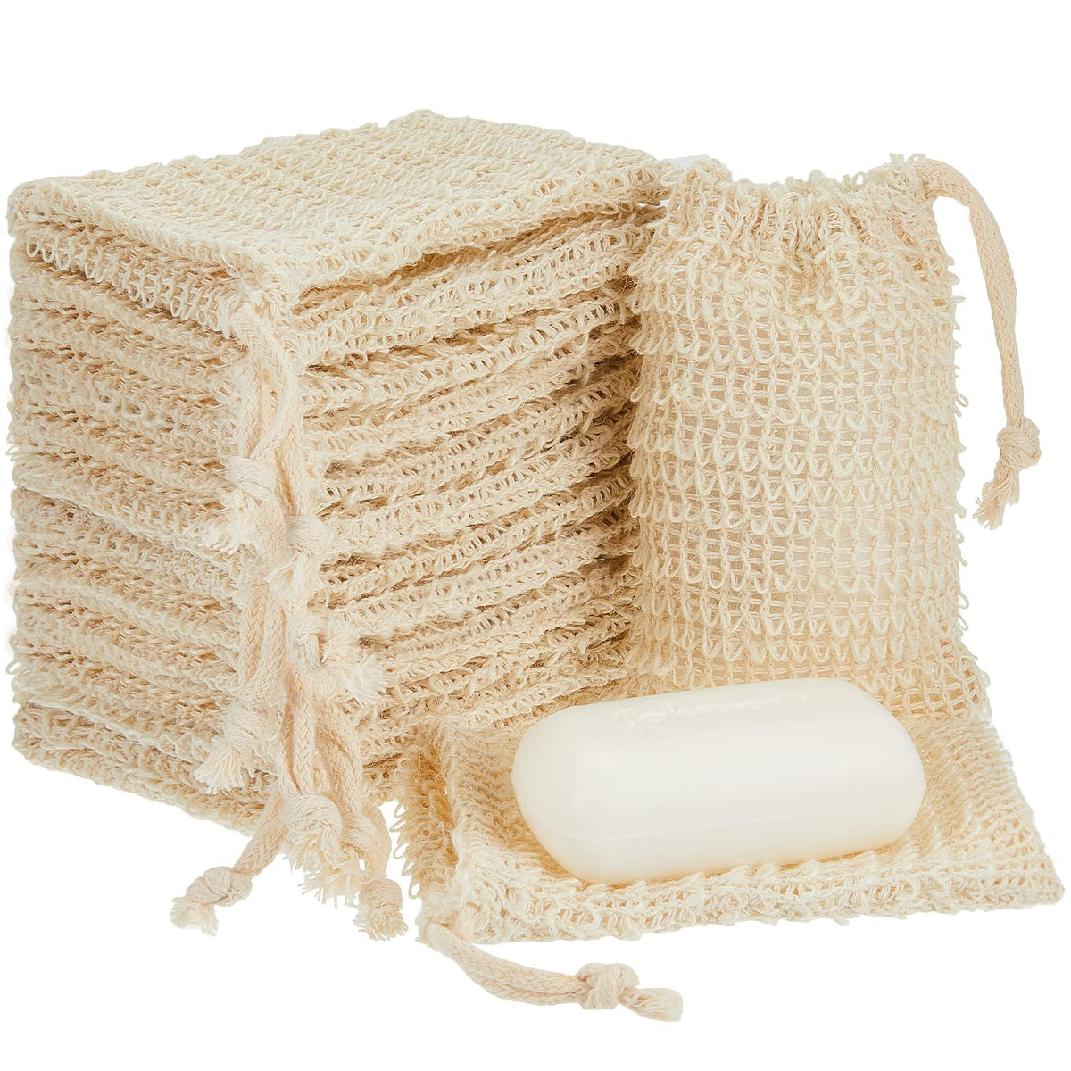 Cunhill Exfoliating Soap Saver Bag - Cream Sisal Mesh Pouch For Bath & Shower - 1 Count