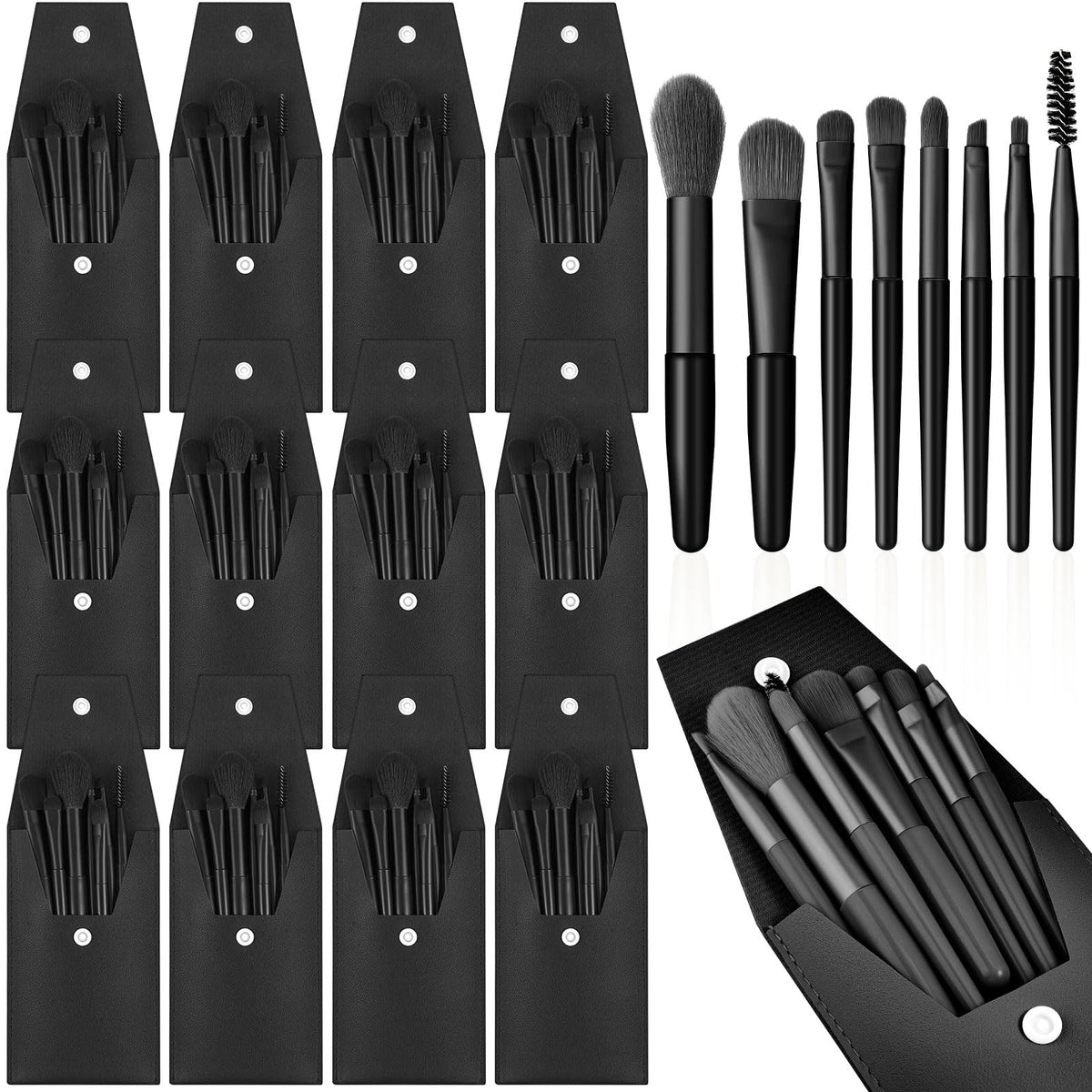 Tioncy 12 Sets Travel Makeup Brush Set - Black Synthetic Fiber Brushes For Bridal Gifts