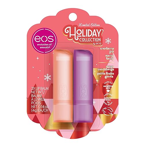 Eos Holiday Lip Balm Gift Set - Cranberry Joy & Merry Berry, 2-Pack, All-Day Moisture