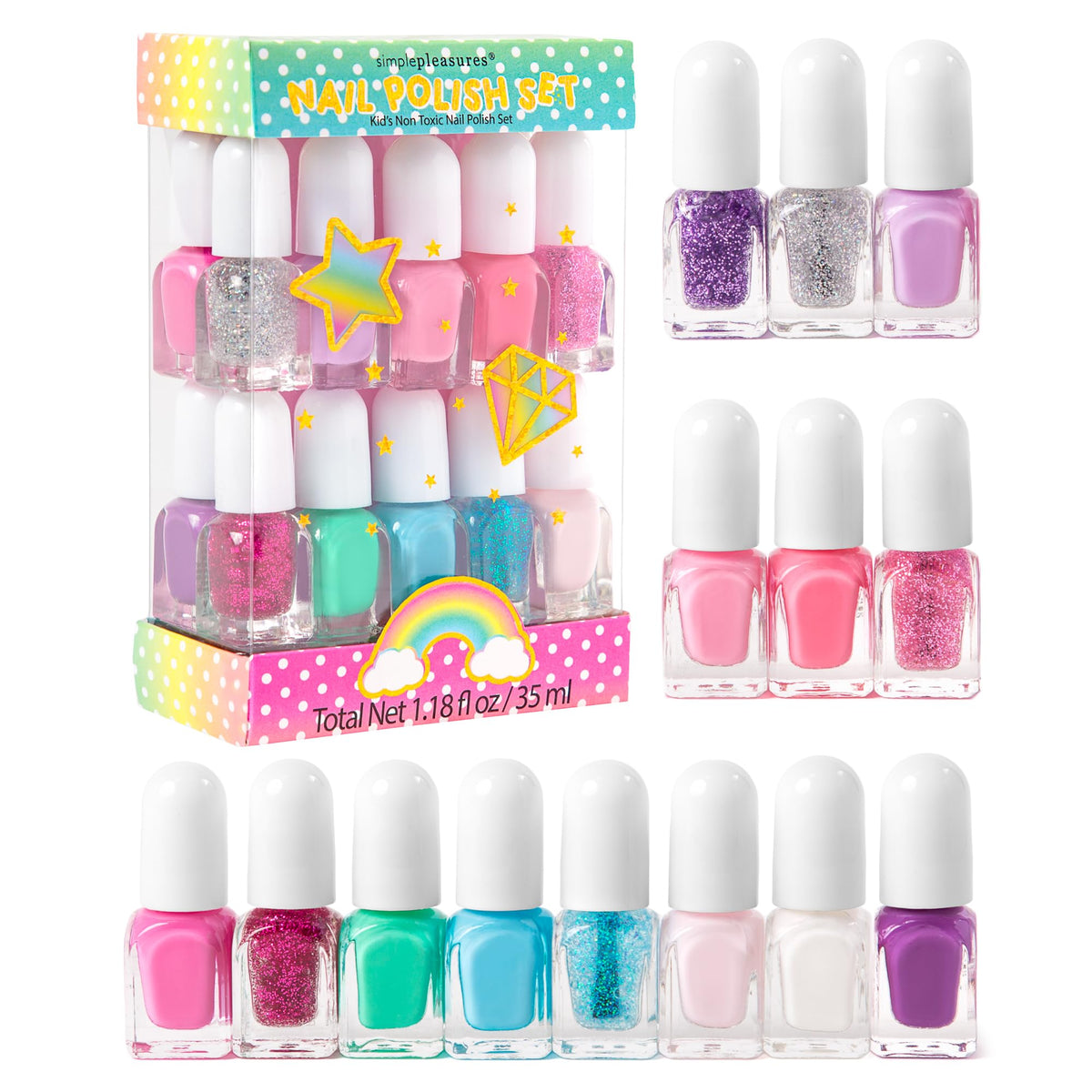 Simple Pleasures Unicorn Glitter Nail Polish Set – Non-Toxic Kids Nail Art Gift For Ages 7-12