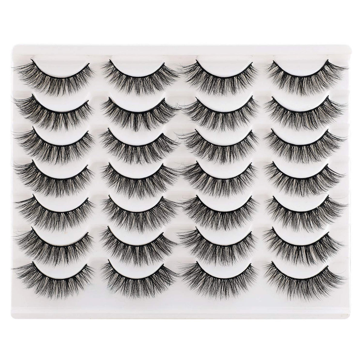 Newcally Cat Eyes False Eyelashes - 14 Pairs Wispy Natural Faux Mink Lashes, Light Volume