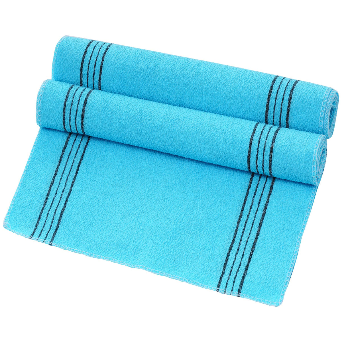 Obmwang Korean Exfoliating Washcloth Towel Set - 2 Blue Bath Cloths For Skin Scrubbing 90X30Cm