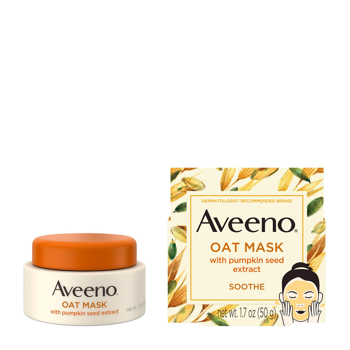 Aveeno Oat Face Mask With Pumpkin Seed & Feverfew, Hydrating & Rebalancing, 1.7 Oz