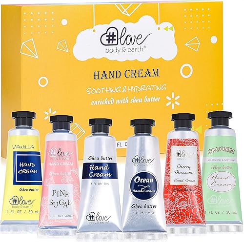 Body & Earth # Love Hand Cream Gift Set, 6 Non-Greasy Advanced Repair Lotion For Women