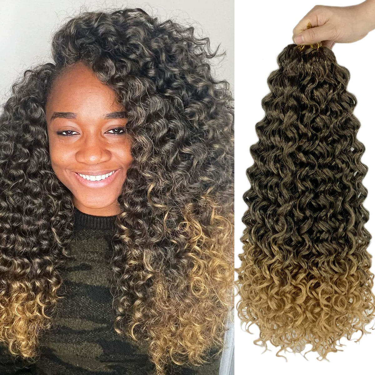 Vustbeauty Gogo Curl 24&quot; Curly Crochet Hair 8 Packs, Ombre Brown 1B/27, Synthetic