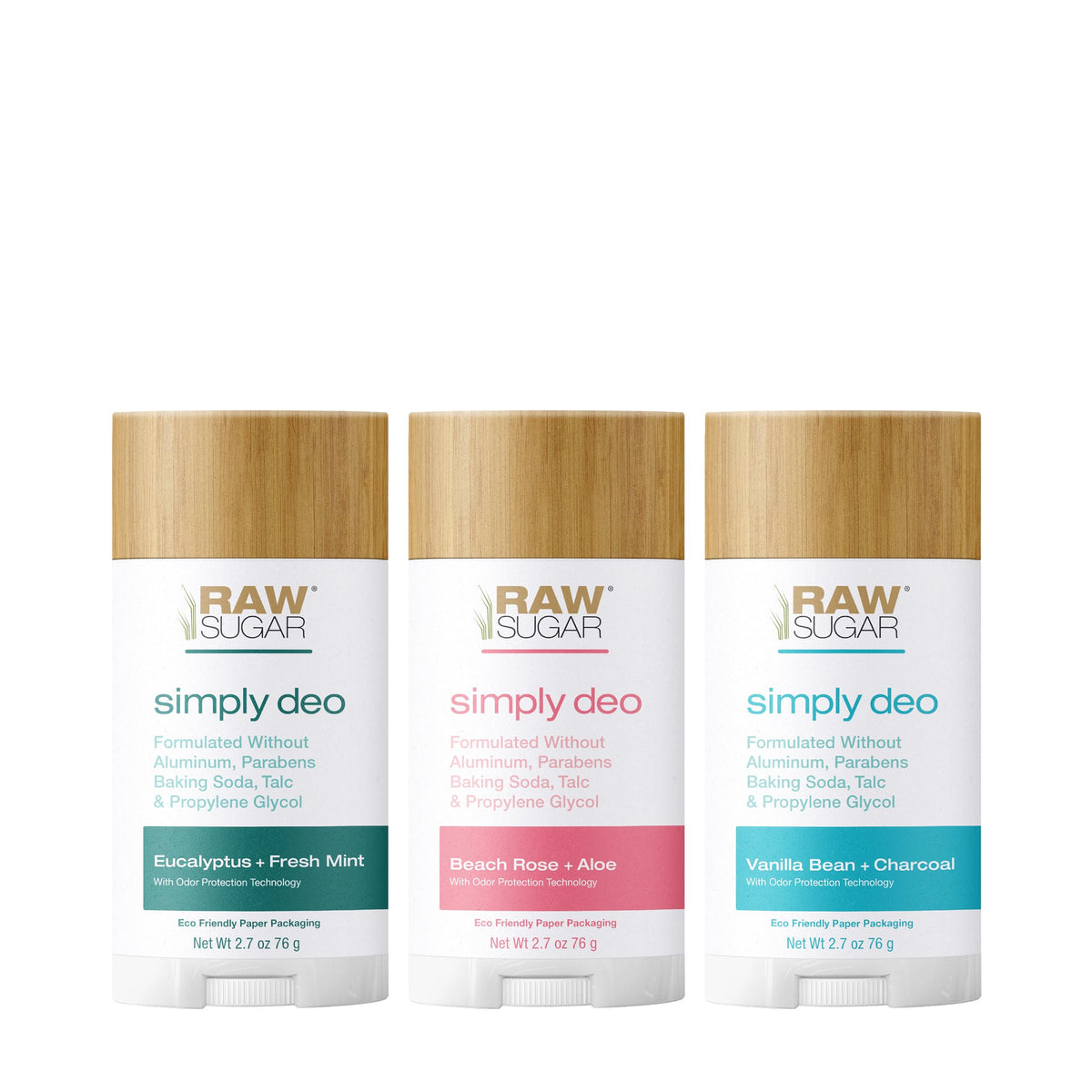 Raw Sugar Aluminum Free Deodorant Stick Variety Pack (3) - Clean, Talc & Paraben Free, 2.7Oz