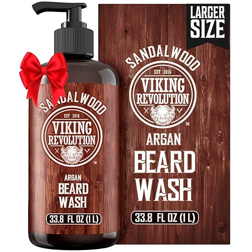 Viking Revolution Sandalwood Beard Wash With Argan Oil & Ginseng - 33.8 Fl Oz Beard Shampoo