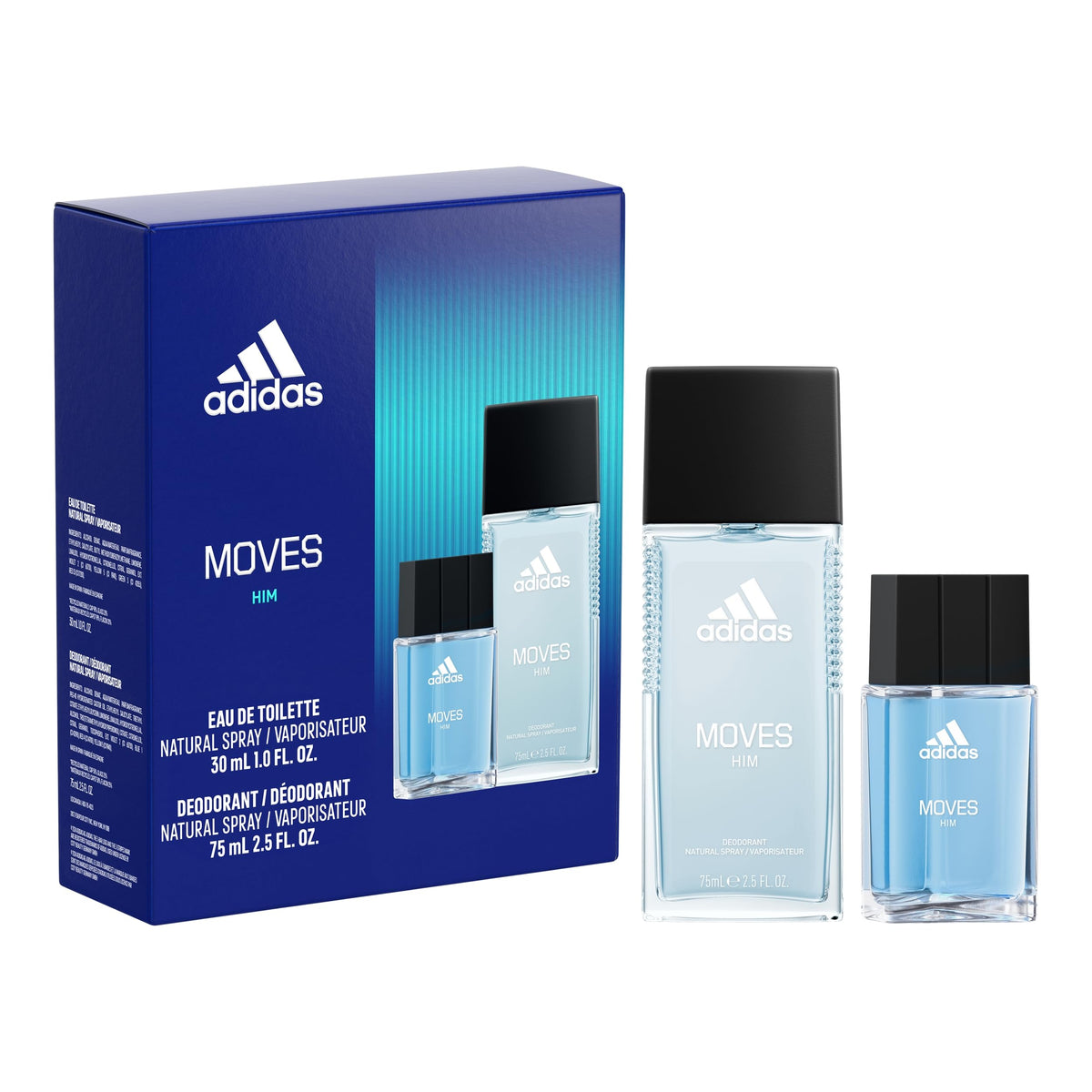 Adidas Moves For Him Gift Set - 2 Piece Men'S Fragrance, Green Apple & Cedarwood, Travel Size