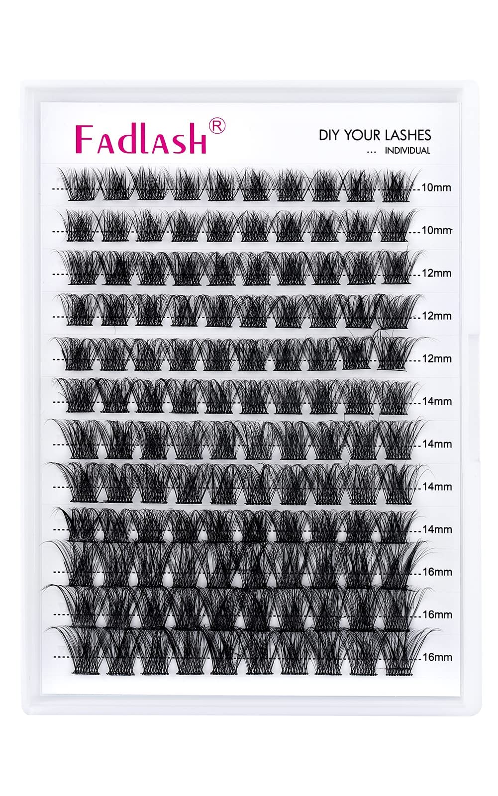 FADLASH Individual Lashes 120pcs D Curl Mixed Length Cluster Lash Extensions 10-16mm