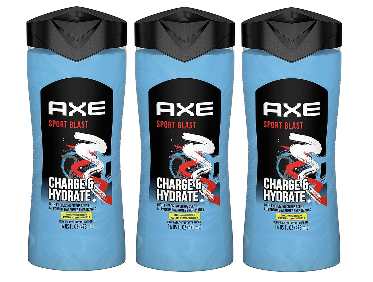 Axe 2In1 Shower Gel & Shampoo Sports Blast – 16 Fl Oz, Pack Of 3, 48 Count