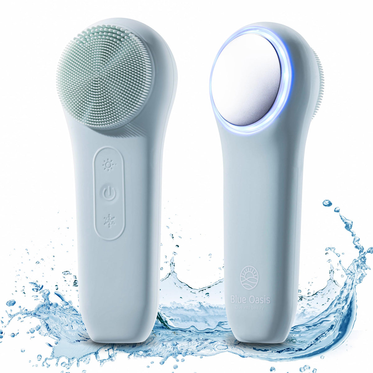 Blue Oasis Rechargeable Silicone Facial Cleansing Brush - Waterproof Exfoliating Face Scrubber