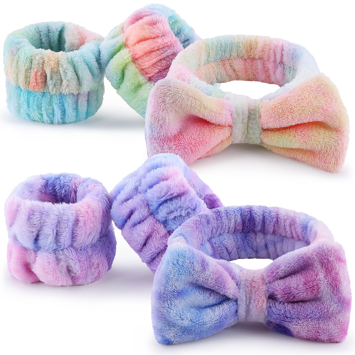 WSYUB Tie Dye Spa & Makeup Headband Set - 6 Pcs Microfiber Towels for Skincare & Face Washing