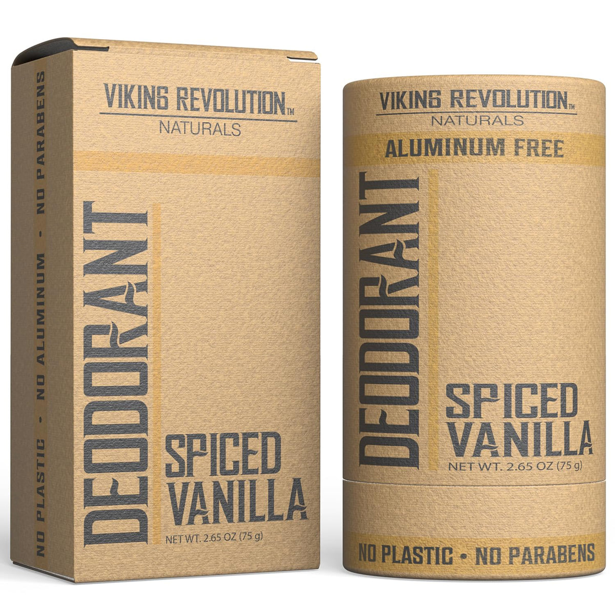 Viking Revolution Spiced Vanilla Deodorant For Men - Aluminum Free, Stain-Free, 2.65Oz