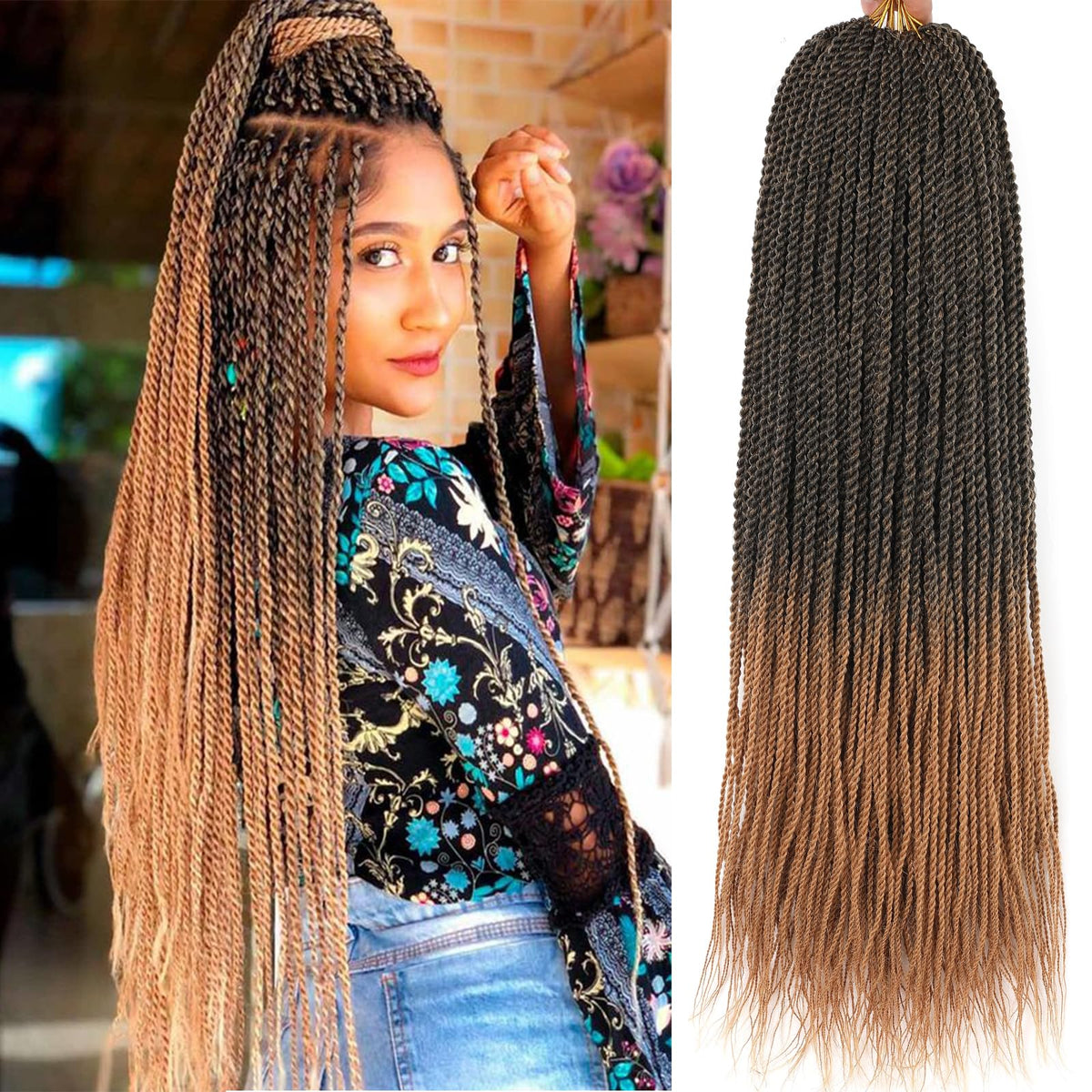 Zrq Crochet Hair Senegalese Twist 20&quot; - 8 Packs T27# For Braiding & Hot Water Setting