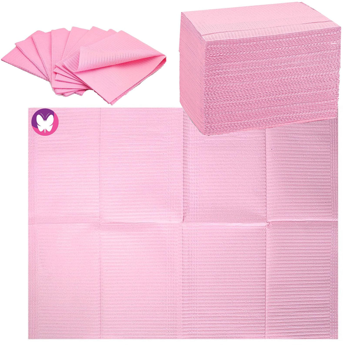 Golashfun Pink Nail Art Table Mats - 50Pcs Waterproof 3 Ply Disposable Paper Towels 13&quot; X 17&quot;