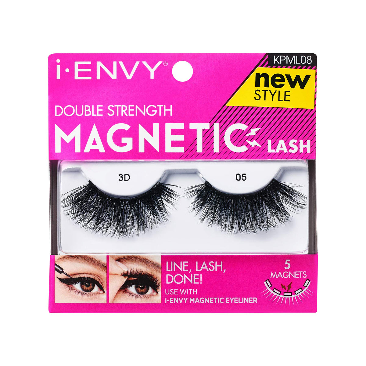 Kiss I Envy Faux Mink #8 Magnetic Lashes - Double Strength, Reusable, Easy To Apply, Everyday Wear