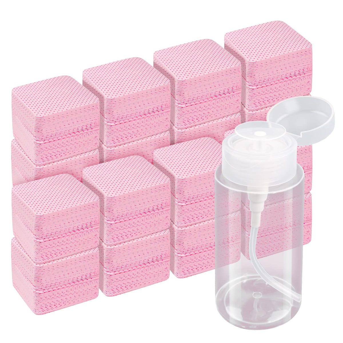 Jiasheng 1080 Pcs Pink Lint Free Nail Wipes, Super Absorbent Eyelash Extension Remover