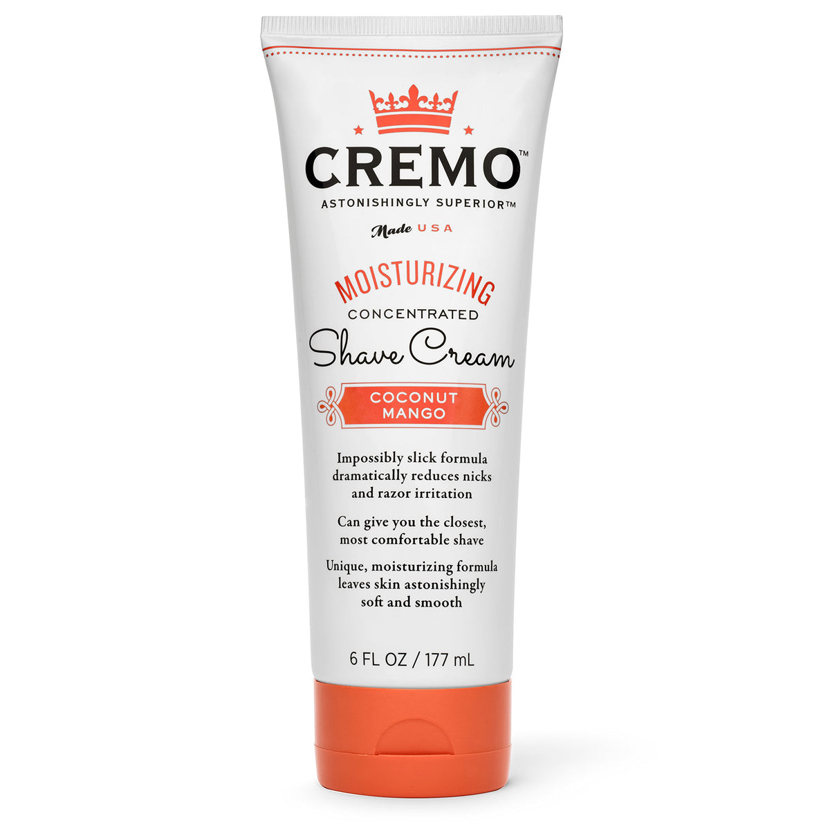 Cremo Moisturizing Shave Cream, Coconut Mango, 6 Fl Oz - Ultra-Slick, Fights Nicks & Razor Burn