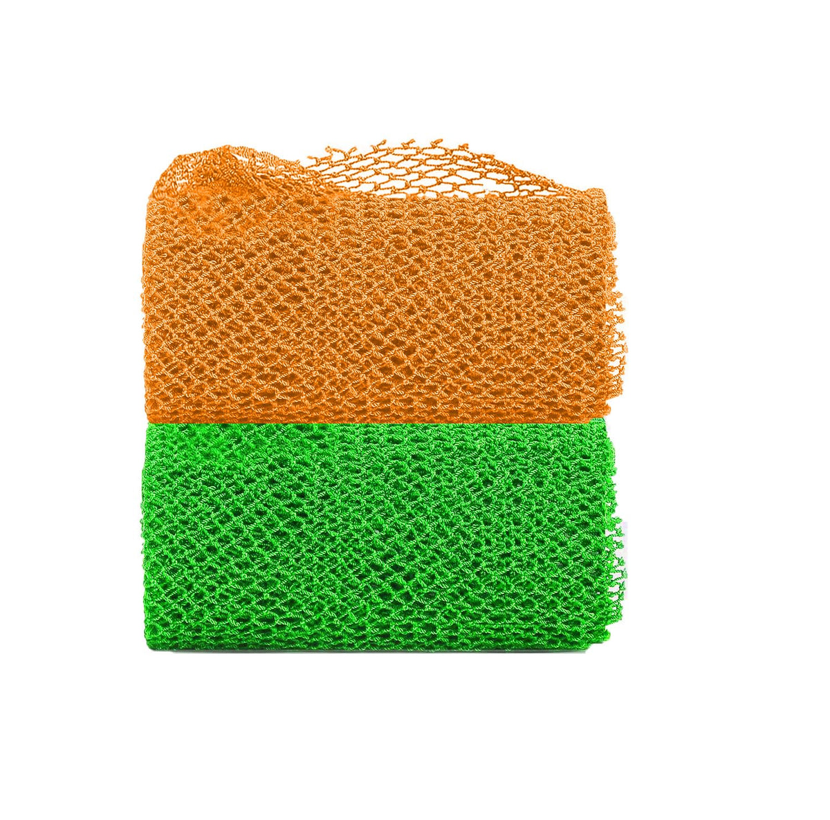 Vavaxjhm 2 Pack African Exfoliating Net Sponge - Long Nylon Bath Scrubber, 63&quot; Green & Orange