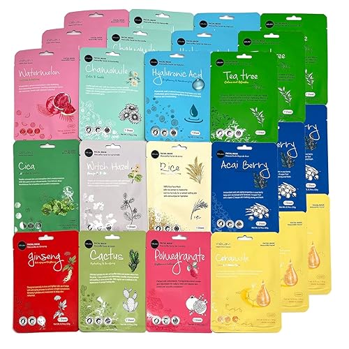 Celavi K-Beauty 36 Pack Facial Essence Masks - Moisturizing Skin Care Set From Korea