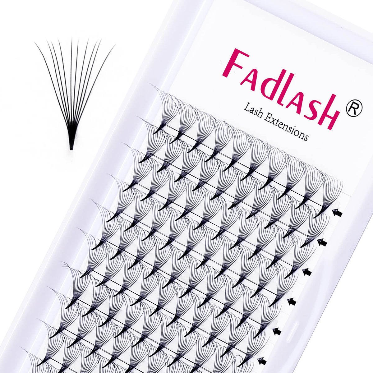 FADLASH 10D Volume Eyelash Extensions 0.07 C Curl 13mm Premade Fans - Black Polybut