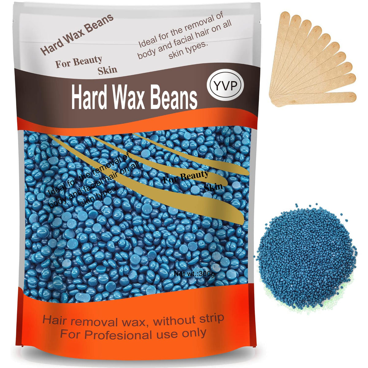 Yovanpur Hard Wax Beads For Hair Removal, 300G, Sensitive Skin, Brazilian Waxing, Dark Green