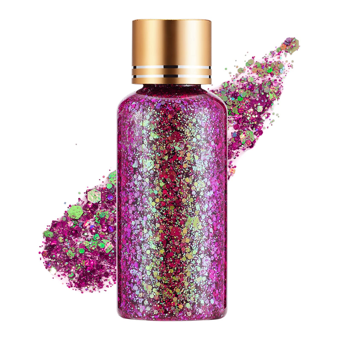 Kimieye Holographic Body Glitter Gel - Dream Rose, Waterproof Quick Dry Chunky Glitter For Makeup