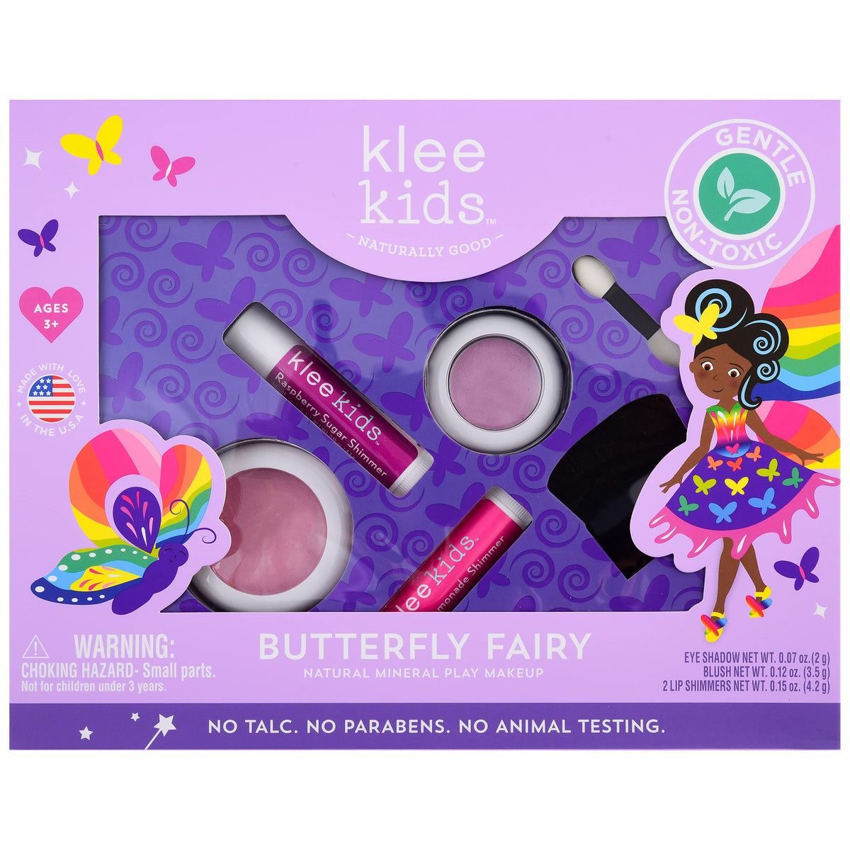 Klee Naturals Kids 4 Pc Makeup Kit - Butterfly Fairy Compacts For Fun & Imaginative Play