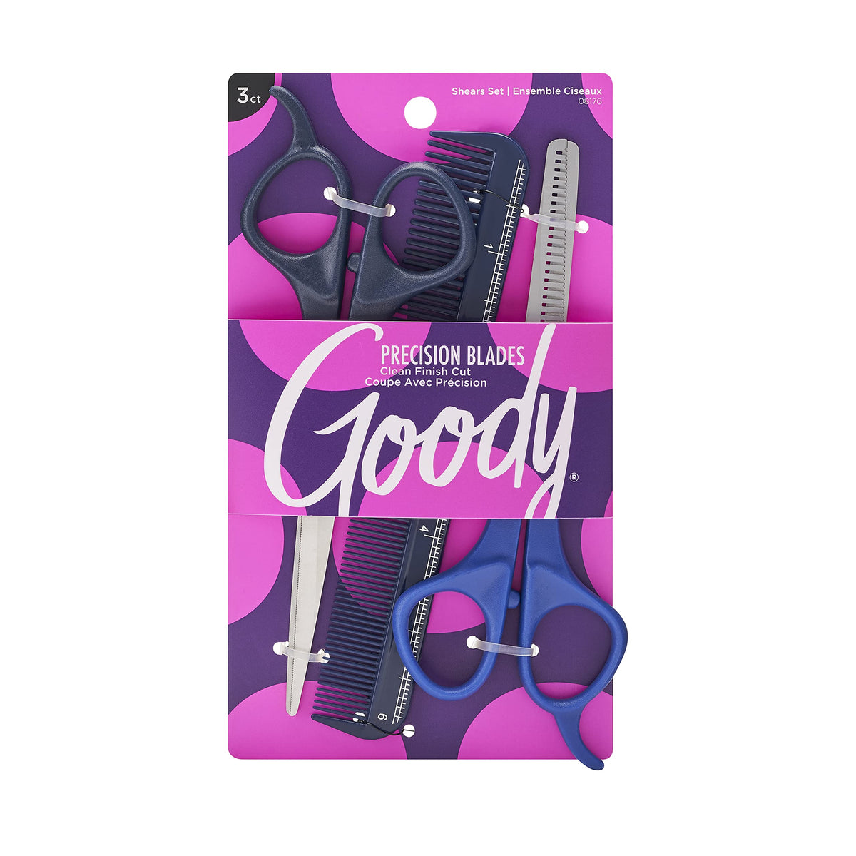 Goody Hair Cutting Shear Set - 3 Piece Thinning Shear & Comb Kit For Professional Styling