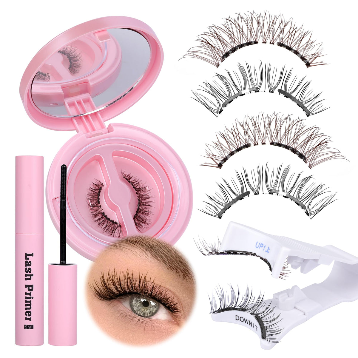 Jimire Magnetic Eyelashes - Reusable Mink Fur Lashes With Applicator, Natural Look, No Glue Needed