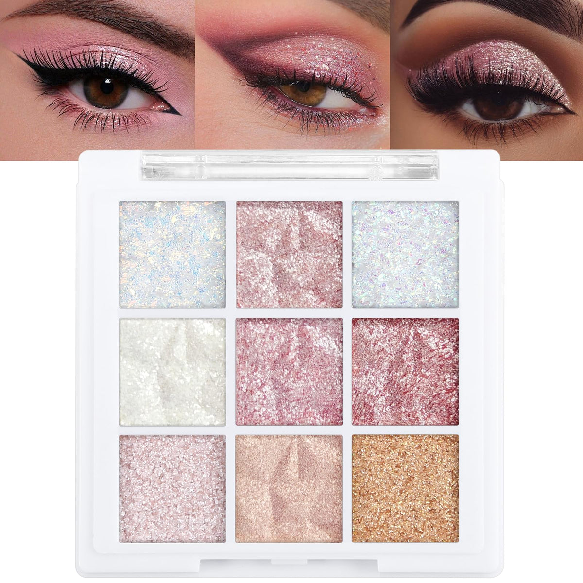 Erinde 9 Colors Eyeshadow Palette - Matte, Shimmer, Glitter, Waterproof, Highly Pigmented