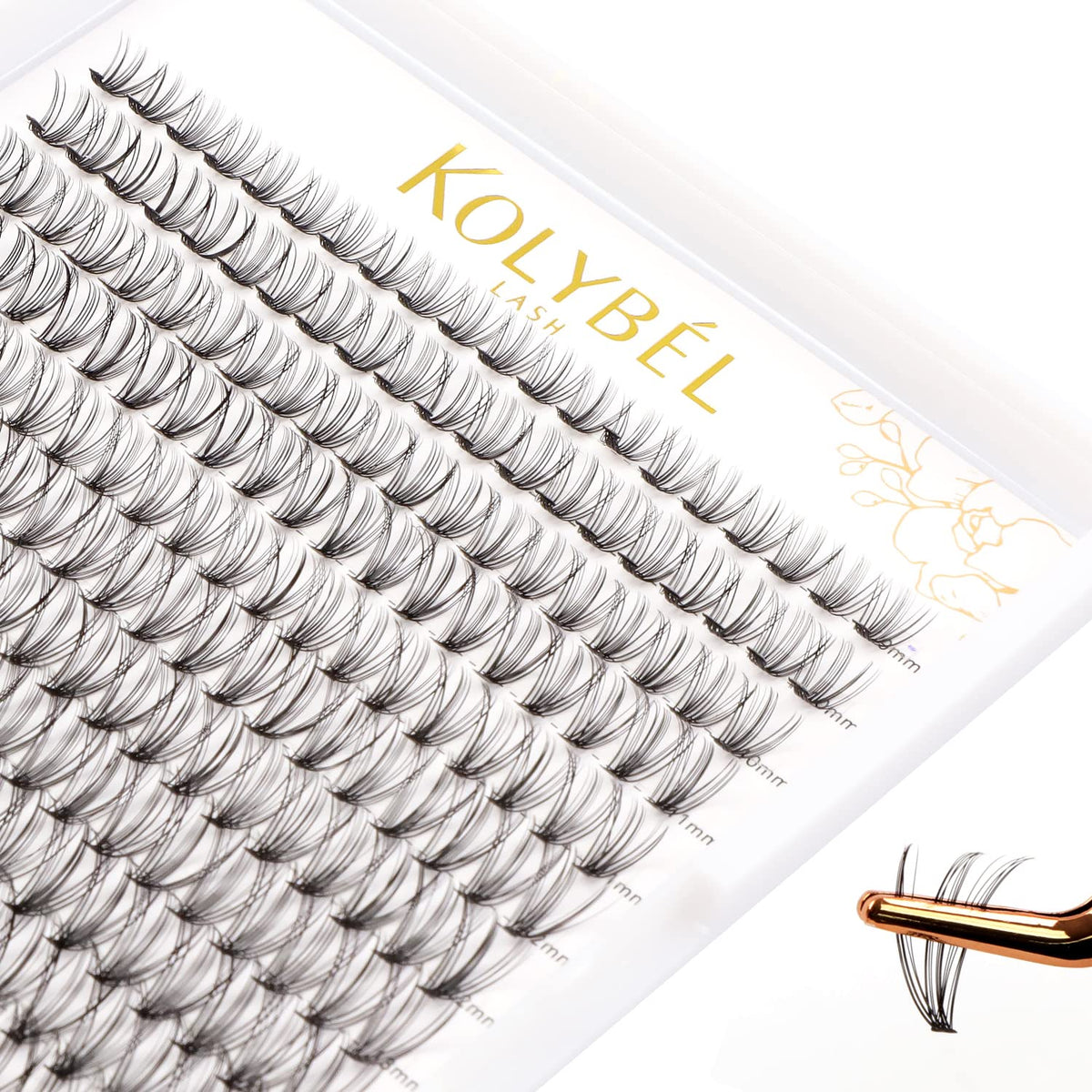 KOLYBEL 280pcs D Curl Cluster Eyelashes 15mm 0.07mm Thickness DIY Lash Extensions