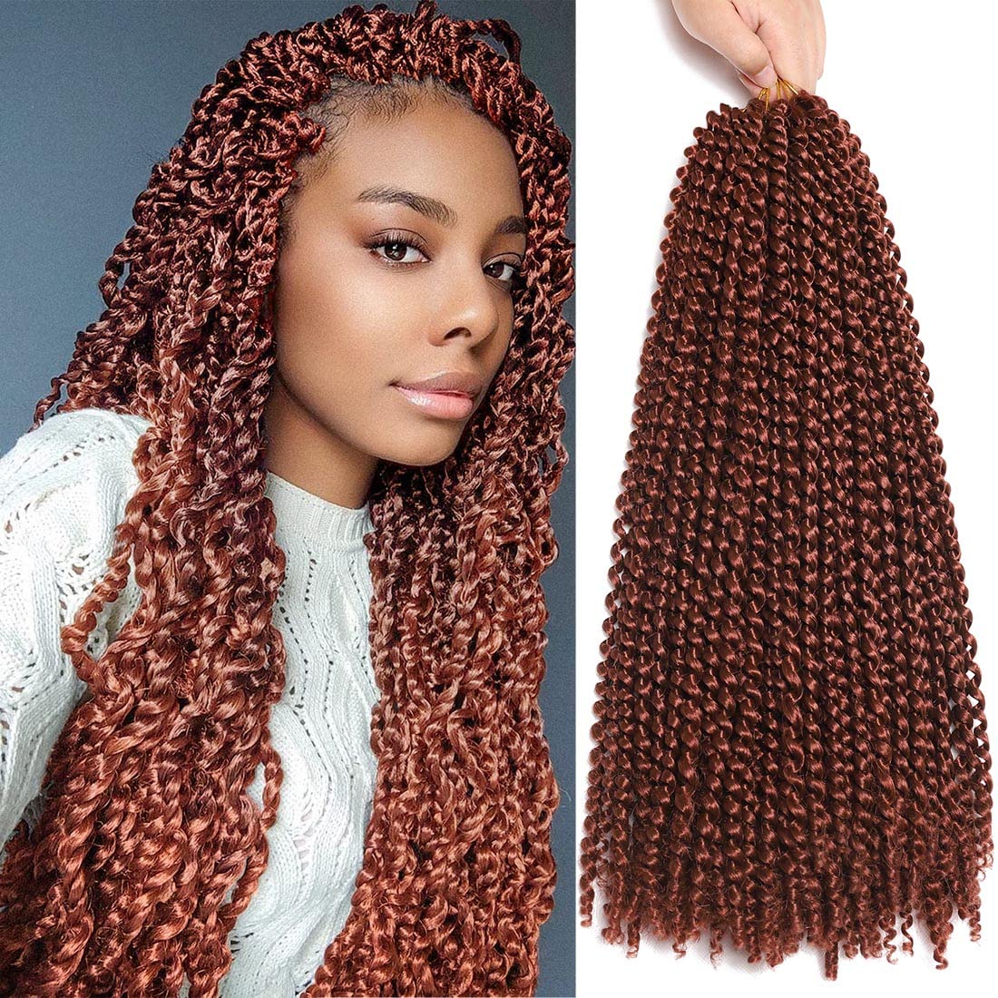 Kepbeay 24&quot; Passion Twist Hair 6 Packs - Copper Red Water Wave Synthetic Extensions 350#