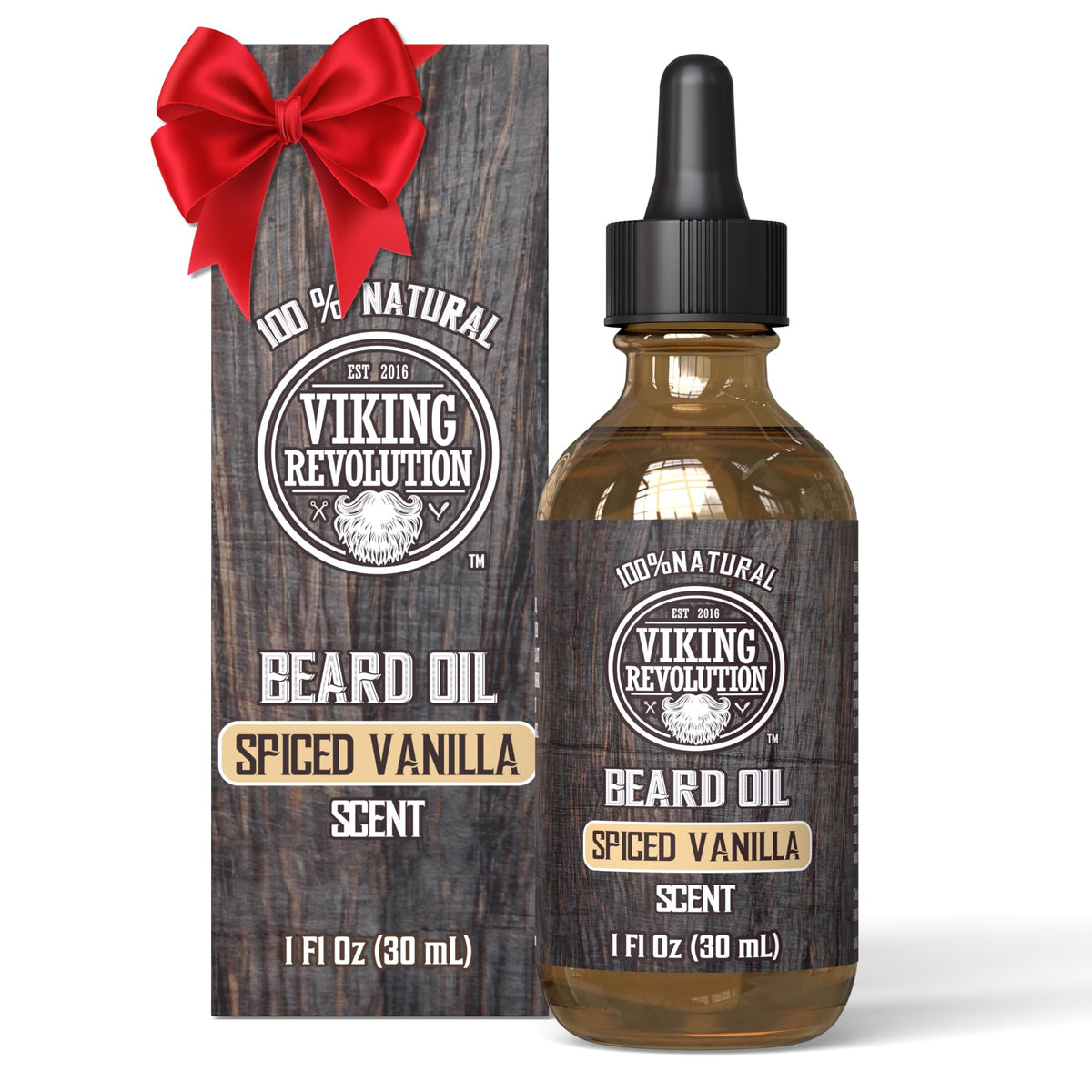 Viking Revolution Beard Oil - Spiced Vanilla, Natural Argan & Jojoba, Softens & Moisturizes 1 Fl Oz