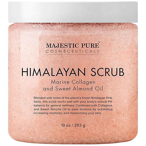 Majestic Pure Himalayan Pink Salt Body Scrub With Collagen & Almond Oil - 10 Oz Exfoliator