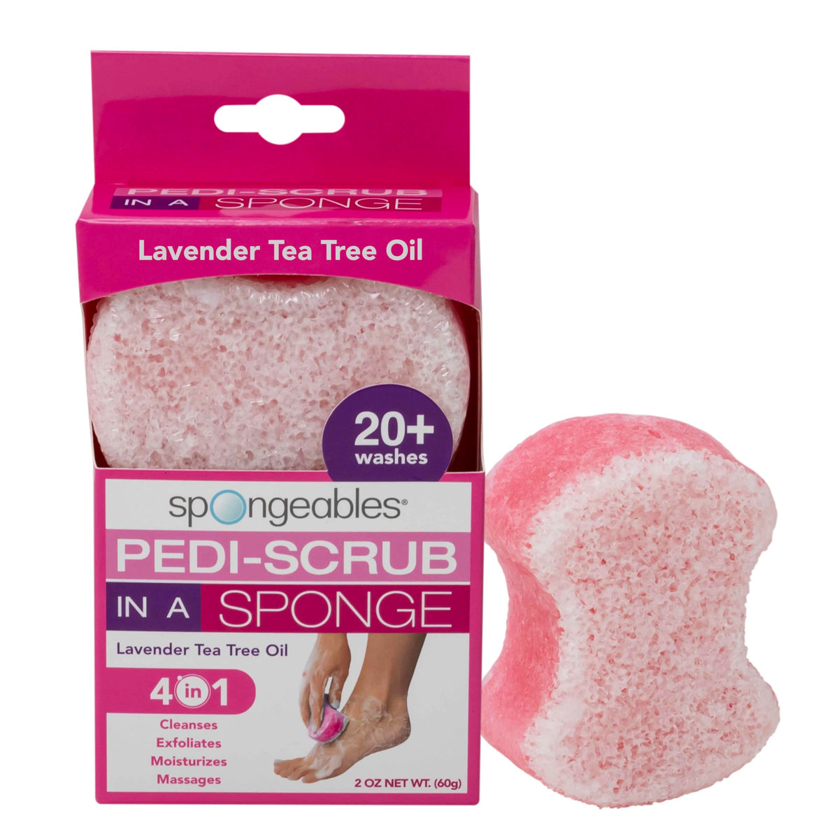 Spongeables Pedi Scrub Foot Exfoliating Sponge, Lavender Tea Tree Oil, 1 Count