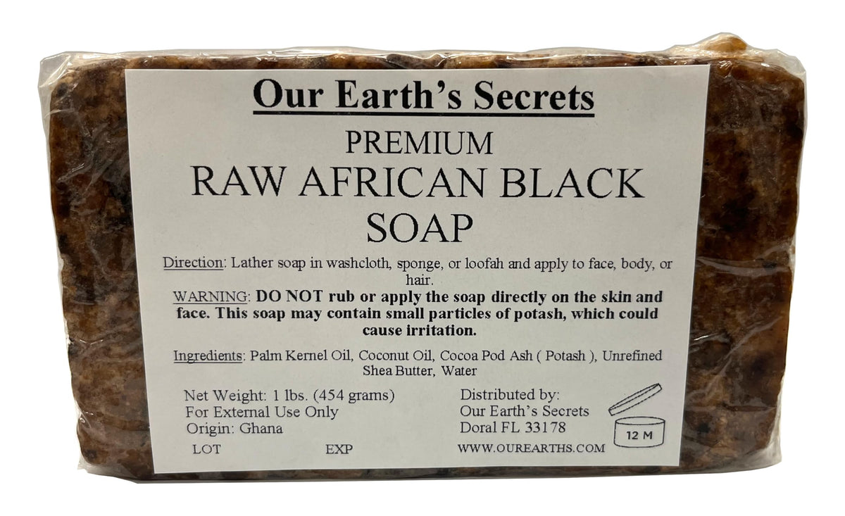 Our Earth'S Secrets Raw African Black Soap, 16 Oz - Natural Skin Cleanser, Moisturizing Bar