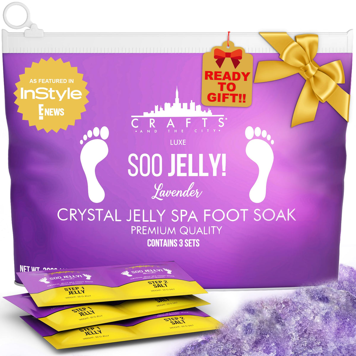 Crafts And The City Lavender Jelly Pedicure Packs - Moisturizing Foot Soak For Sore Feet