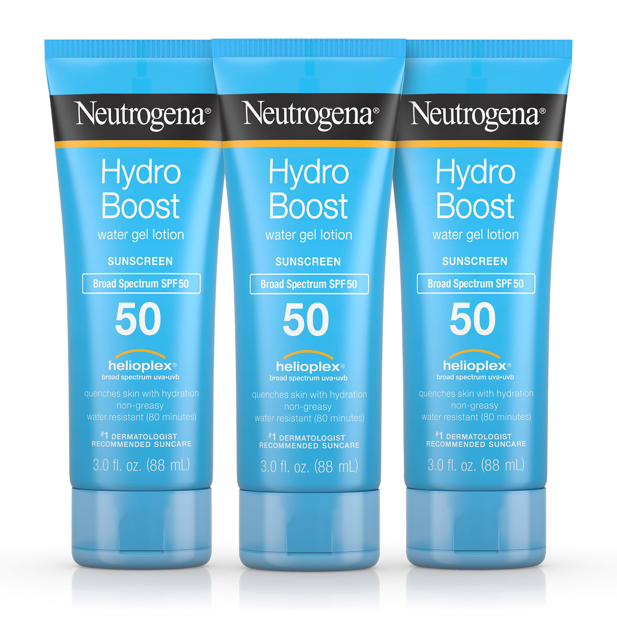 Neutrogena Hydro Boost Water Gel Sunscreen Spf 50, Oil-Free, 3 Fl Oz, Pack Of 3