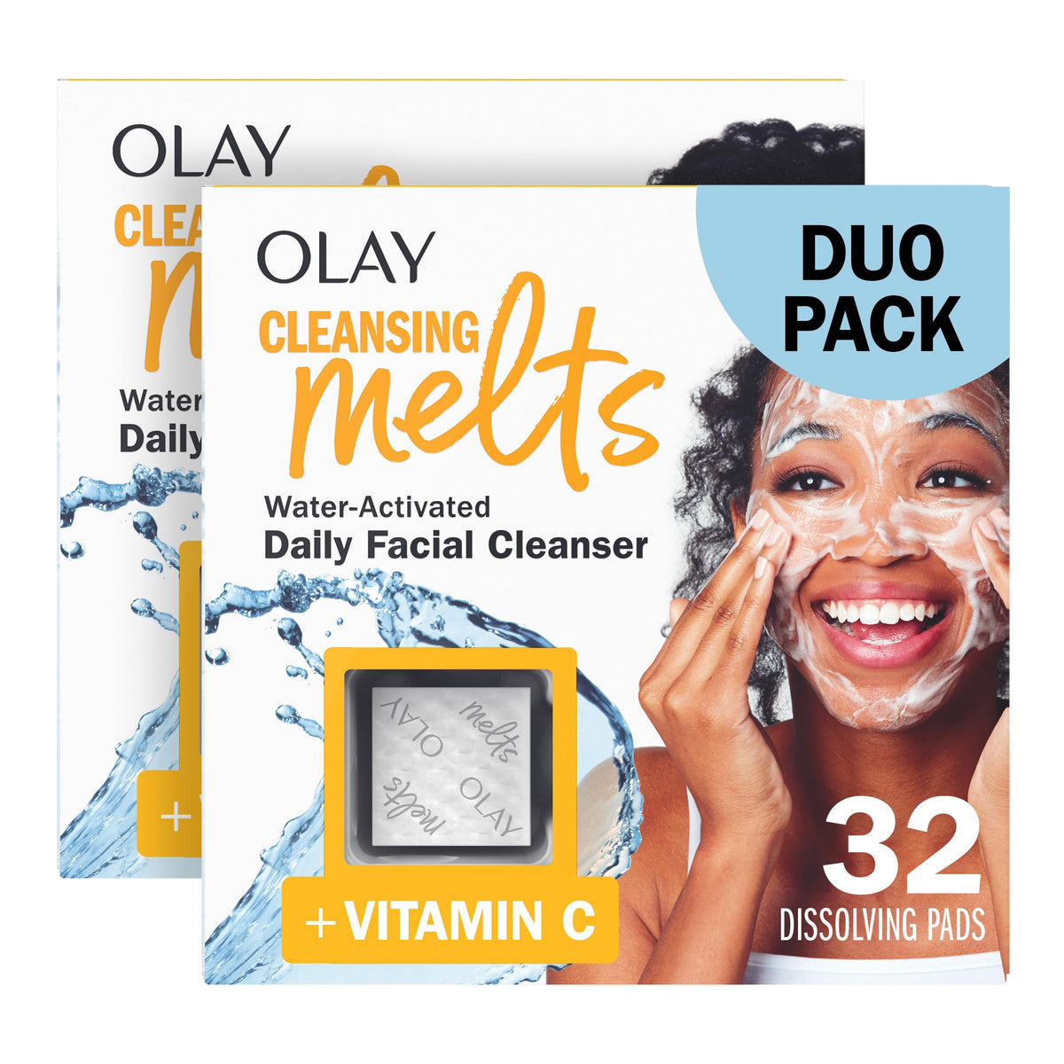 Olay Cleansing Melts With Vitamin C - 64 Count Water-Activated Face Wash For Clean, Tone, Refresh