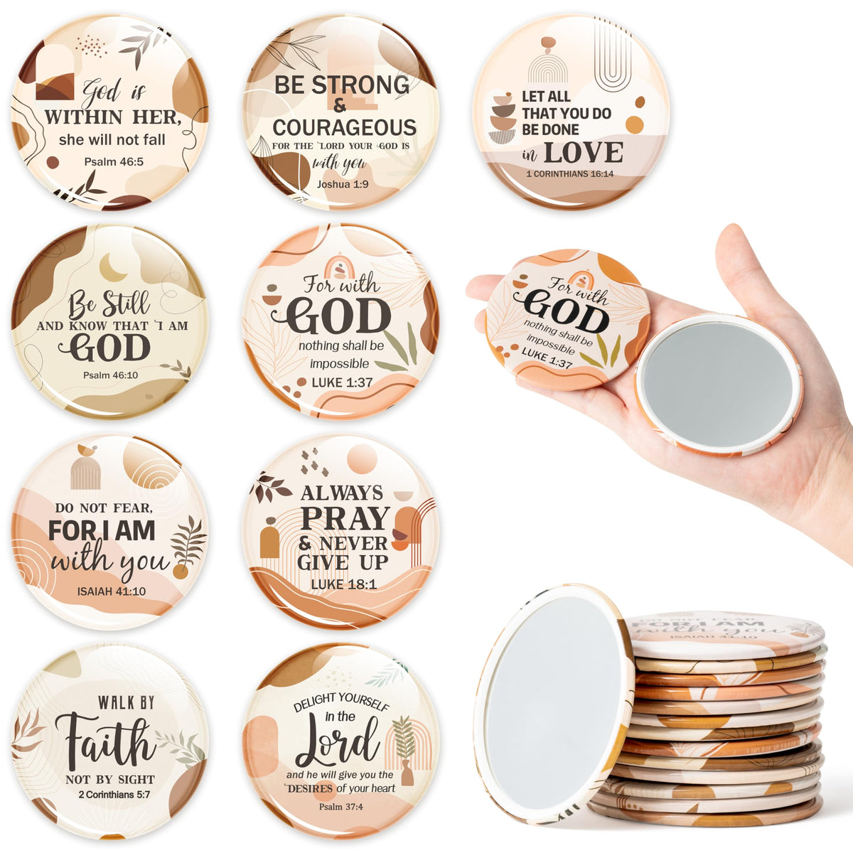 Y1Tvei Bible Verse Compact Mirrors - 36Pcs Boho Christian Gifts For Women, Portable Makeup Mirrors