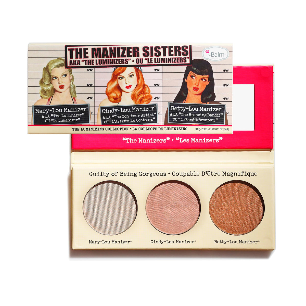 Thebalm Manizer Sisters Palette - Multi-Tasking Highlighters, Shimmers & Shadows, Rose, 0.33Oz