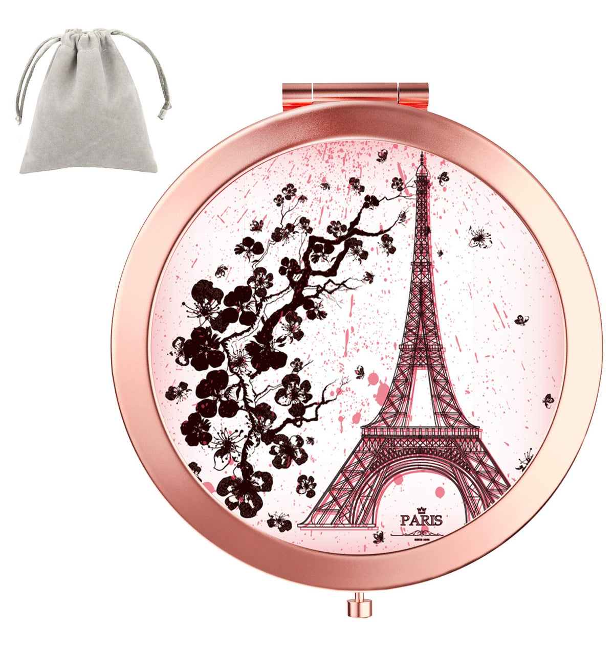 Dynippy Rose Gold Compact Mirror - Double-Sided Mini Pocket Makeup Mirror For Women & Girls