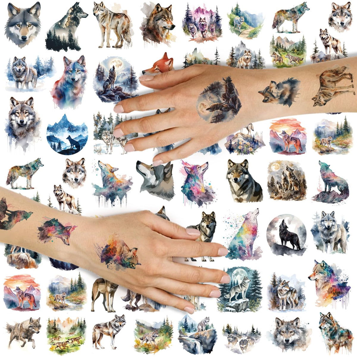 Joyfulglam 70 Pcs Wolf Temporary Tattoos For Kids - Party Favors & Costume Accessories