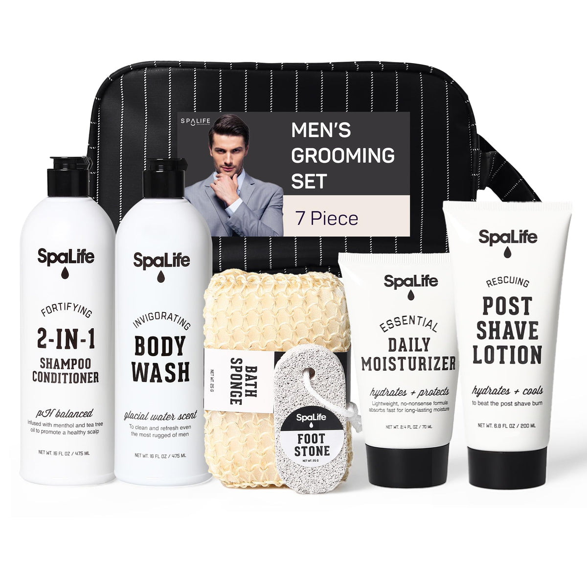 Spalife 7-Piece Men'S Grooming Gift Set - 2-In-1 Shampoo, Body Wash, Moisturizer & More