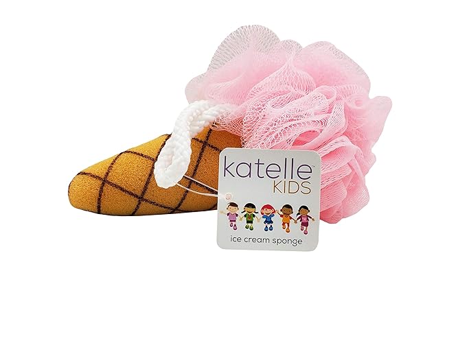 Katelle Ice Cream Sponge - Exfoliating Mesh Bath Sponge For Kids - Fun Bath Time! 1, 3, Or