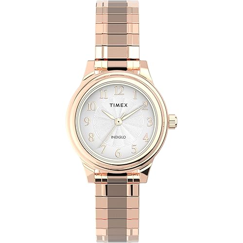 Timex Women'S Rose Gold-Tone Classic 28Mm Stainless Steel Expansion Band Watch